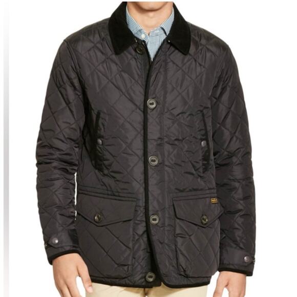 Polo Ralph Lauren Black Quilted Jacket Corduroy Accents Size 4XB - Picture 1 of 14